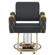 BarberPub Gold&Black Salon Chair, Hydraulic Barber Spa Styling Equipment 8633