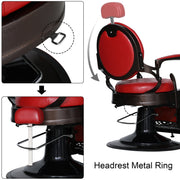 BarberPub Metal Vintage Barber Chair1, Reclining Barbershop Chair with Headrest 3849