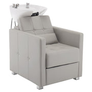 BarberPub Salon Chair 9468 & Backwash Shampoo Chair 9309 Set – Brown Hydraulic Barber Styling Chair with Ceramic Hair Wash Bowl