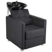 BarberPub Salon Chair 9468 & Backwash Shampoo Chair 9309 Set – Brown Hydraulic Barber Styling Chair with Ceramic Hair Wash Bowl