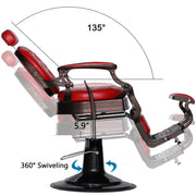 BarberPub Metal Vintage Barber Chair1, Reclining Barbershop Chair with Headrest 3849