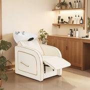 Salon & Barber Styling Chair 8885 with Hydraulic Base and Backwash Shampoo Chair 9175 with Adjustable Porcelain Bowl – Complete Professional Salon Set for Spas and Stylists