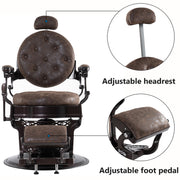 BarberPub Metal Vintage Barber Chair1, Reclining Barbershop Chair with Headrest 3849