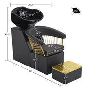 BarberPub Salon Chair 8677 & Backwash Shampoo Chair 8670 Set – Hydraulic Salon Chair with Ceramic Shampoo Bowl