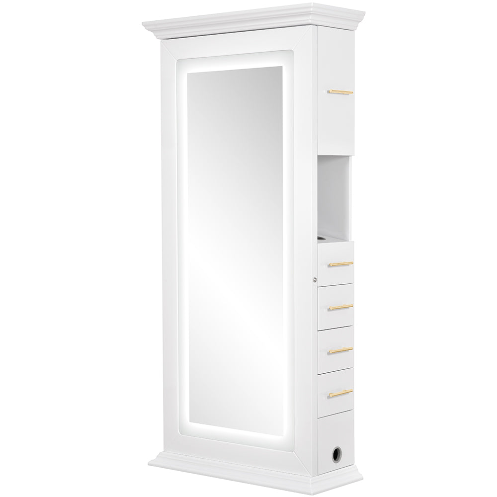 Adonis Single LED Lighted Styling Station White DIR