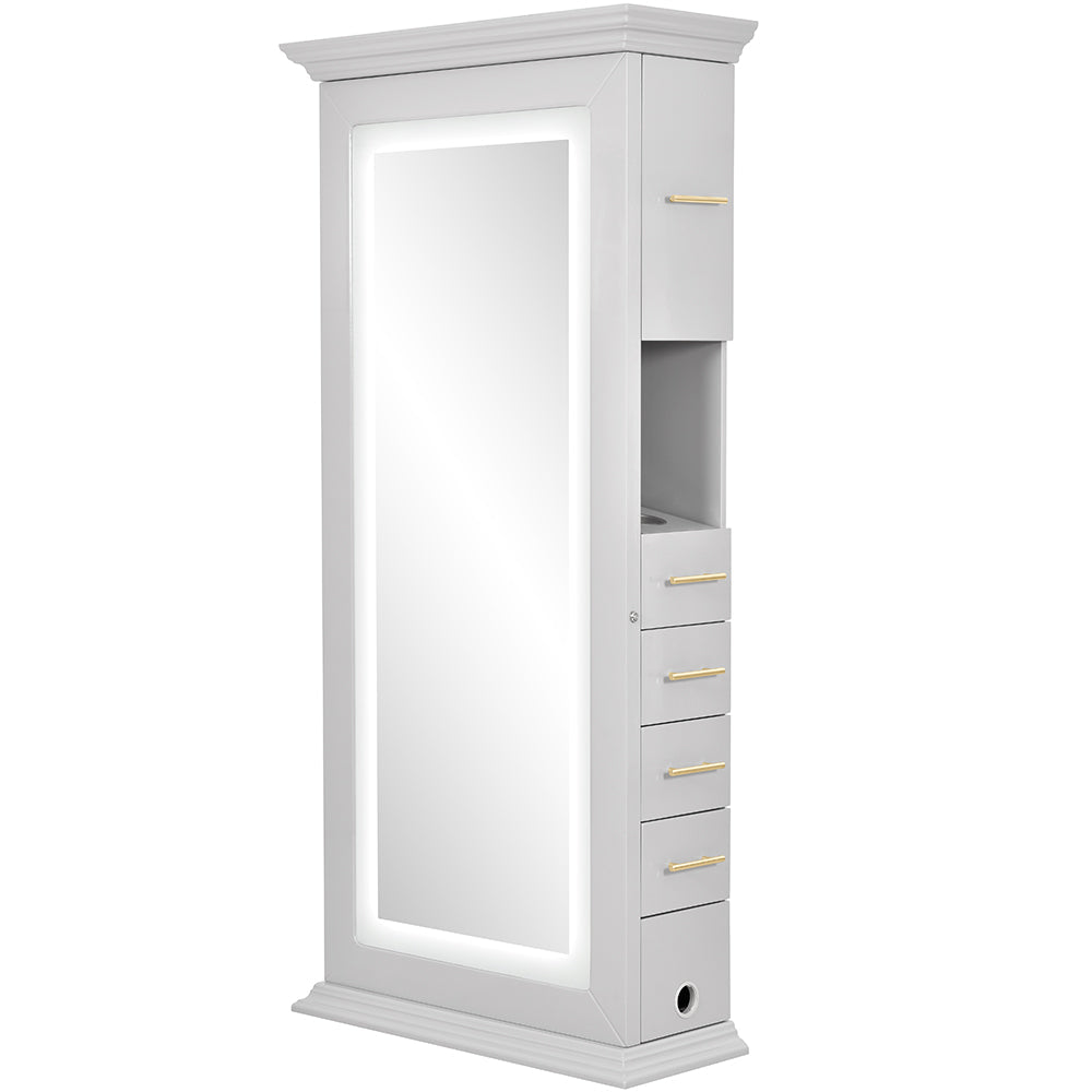 Adonis Single LED Lighted Styling Station Silver Gray DIR