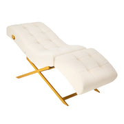 Sillon Umbra white eyelash treatment chair with gold base