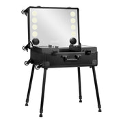 Plus Black Portable Makeup Station With LED Mirror & Bluetooth Speakers