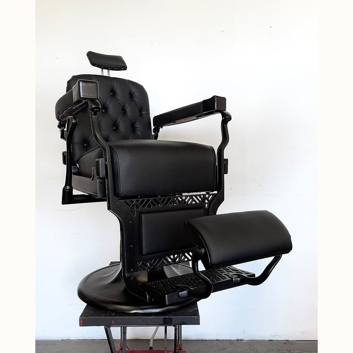 Custom Vintage Koken Barber Chair - Black on Black Circa 1950's