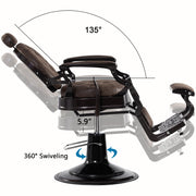 BarberPub Metal Vintage Barber Chair1, Reclining Barbershop Chair with Headrest 3849