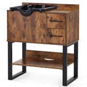 Shampoo Backwash Sink Station for Storage, Salon Shampoo Cabinet with Shampoo Bowl 7135