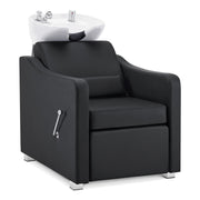 BarberPub Backwash Shampoo Station Chair, Ceramic Hair Wash Bowl for Salon 9364