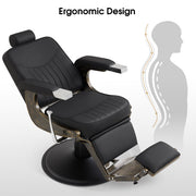 BarberPub Vintage Barber Chair Reclining Salon Chair with Headrest & Footrest 2905