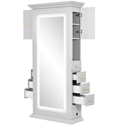 Adonis Single LED Lighted Styling Station Silver Gray DIR