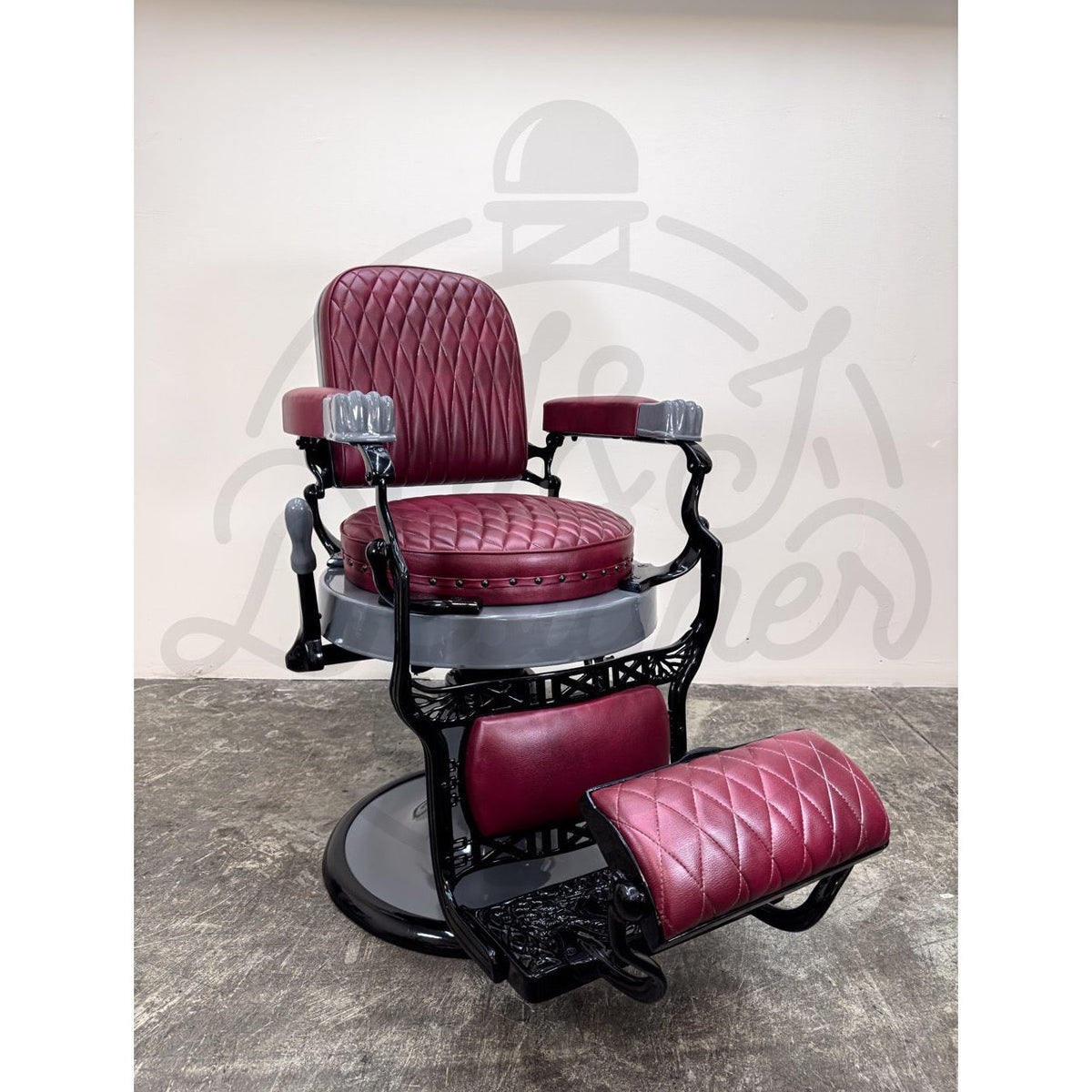 Vintage Koken Barber Chair - Nardo Gray on Black