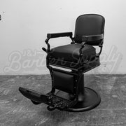 Vintage Koken Barber Chair - Matte Black w/ Classic Upholstery