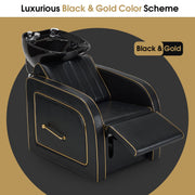 Backwash Shampoo Chair with Adjustable Porcelain Bowl Sink Unit for Spa Salon 9175
