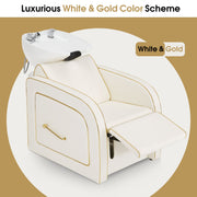 Backwash Shampoo Chair with Adjustable Porcelain Bowl Sink Unit for Spa Salon 9175