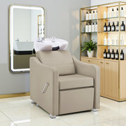 BarberPub Backwash Shampoo Station Chair, Ceramic Hair Wash Bowl for Salon 9364