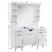 BarberPub Backwash Shampoo Bowl Cabinet, Barber Wall Mount Station with Mirror 3141