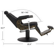 BarberPub Vintage Barber Chair Reclining Salon Chair with Headrest & Footrest 2905
