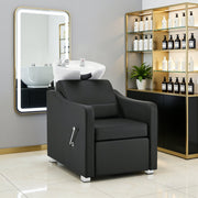 BarberPub Backwash Shampoo Station Chair, Ceramic Hair Wash Bowl for Salon 9364