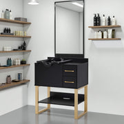 Shampoo Backwash Sink Station for Storage, Salon Shampoo Cabinet with Shampoo Bowl 7135