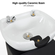 BarberPub Shampoo Backwash Station Chair, Ceramic Shampoo Bowl For Home Salon, Barbershop 9115