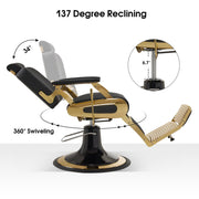 BarberPub All Purpose Barber Chair With Headrest, Reclining Swivel Salon Chair 9453
