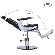 BarberPub Barber Chair for Hair Stylist, Reclining Barbershop Salon Chair 3825