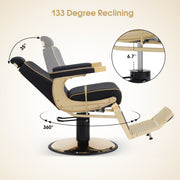 BarberPub Hydraulic Reclining Barber Chair with Adjustable Headrest, Black 8334