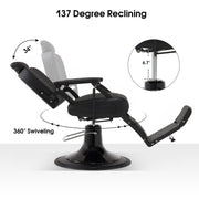 BarberPub All Purpose Barber Chair With Headrest, Reclining Swivel Salon Chair 9453