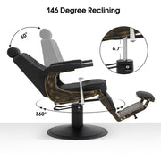 BarberPub Vintage Barber Chair Reclining Salon Chair with Headrest & Footrest 2905