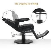 BarberPub Reclining Barber Chair, Hydraulic Styling Salon Chair for Hair Stylist 8334