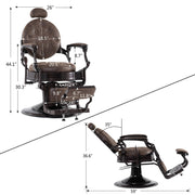BarberPub Metal Vintage Barber Chair1, Reclining Barbershop Chair with Headrest 3849