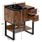 Shampoo Backwash Sink Station for Storage, Salon Shampoo Cabinet with Shampoo Bowl 7135