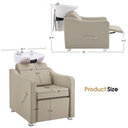 BarberPub Backwash Shampoo Station Chair, Ceramic Hair Wash Bowl for Salon 9364