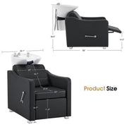 BarberPub Backwash Shampoo Station Chair, Ceramic Hair Wash Bowl for Salon 9364