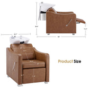 BarberPub Backwash Shampoo Station Chair, Ceramic Hair Wash Bowl for Salon 9364