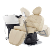Maximus Full Recline Shampoo Beige Unit With Rotating Seat