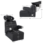 BarberPub Ceramic Bowl Backwash Shampoo Chair, Hair Washing Salon Station 9102