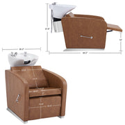 BarberPub Backwash Shampoo Station Chair, Salon Ceramic Hair Wash Bowl 9370