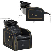 Salon & Barber Styling Chair 8885 with Hydraulic Base and Backwash Shampoo Chair 9175 with Adjustable Porcelain Bowl – Complete Professional Salon Set for Spas and Stylists