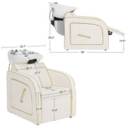 Salon & Barber Styling Chair 8885 with Hydraulic Base and Backwash Shampoo Chair 9175 with Adjustable Porcelain Bowl – Complete Professional Salon Set for Spas and Stylists