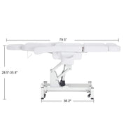 3 Motors Adjustable Electric Massage Beauty Bed, Spa Facial Chair with Foot Casters, PVC Leather 2754