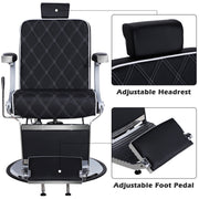 BarberPub Barber Chair for Hair Stylist, Reclining Barbershop Salon Chair 3825