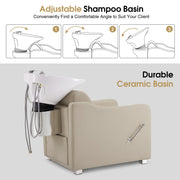 BarberPub Backwash Shampoo Station Chair, Ceramic Hair Wash Bowl for Salon 9364