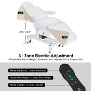 3 Motors Adjustable Electric Massage Beauty Bed, Spa Facial Chair with Foot Casters, PVC Leather 2754