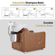 BarberPub Backwash Shampoo Station Chair, Ceramic Hair Wash Bowl for Salon 9364