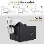 BarberPub Backwash Shampoo Station Chair, Ceramic Hair Wash Bowl for Salon 9364